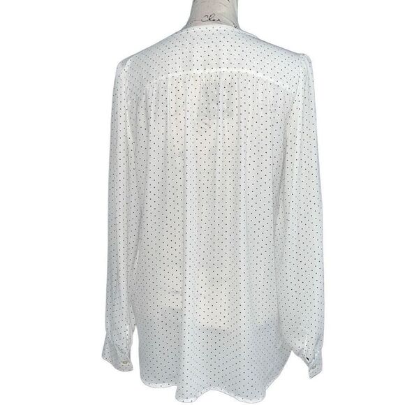 LOFT white & black polka dot long sleeve blouse small - Picture 2 of 7